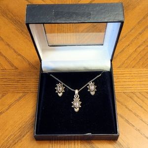 Sterling Silver Necklace and Pierced Earrings Parure